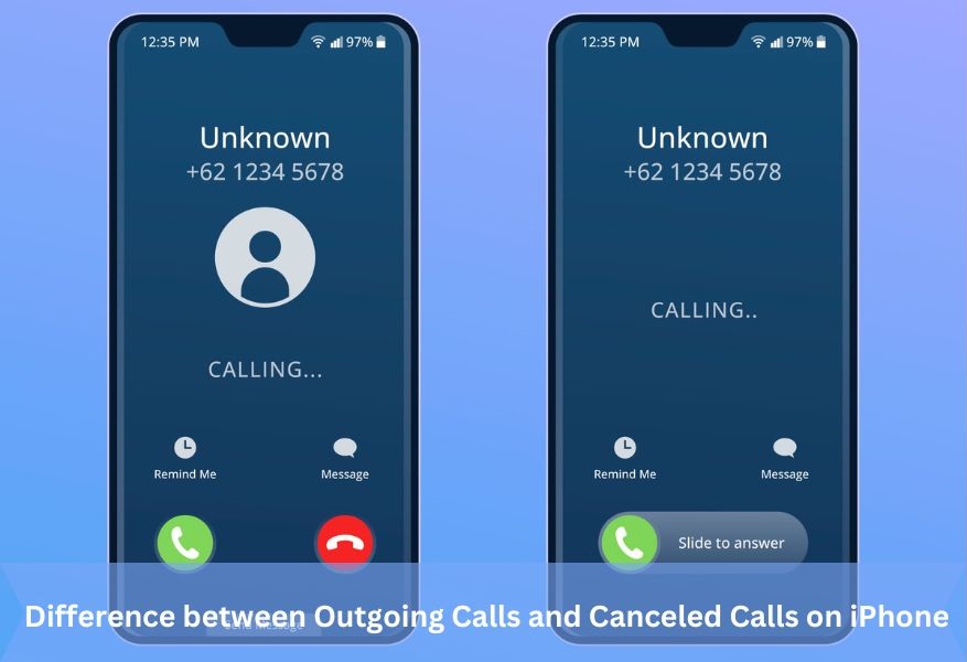 Difference between Outgoing Calls and Canceled Calls on iPhone