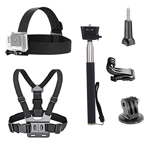 VVHOOY 3 in 1 Universal Action Camera Accessories Kit - Head Strap Mount/Chest Harness/